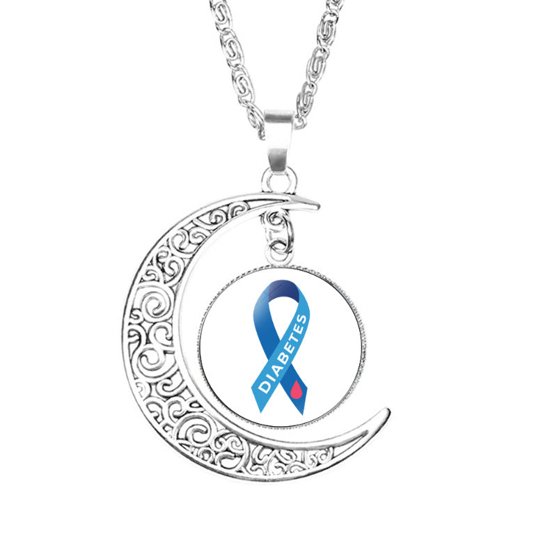 Wholesale Life Star Moon Necklace Medical Signs Diabetic Diabetes Warning Necklace